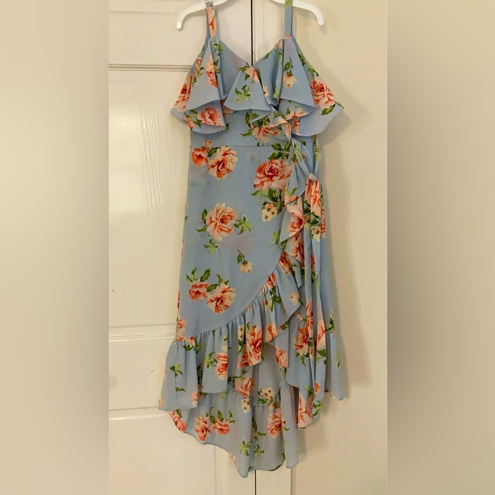 Rare Editions Carolina blue floral sundress.
